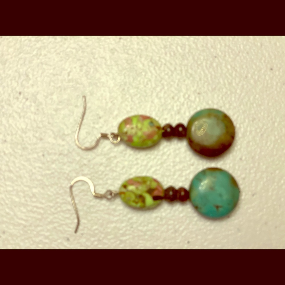 Turquoise earrings pierced Multi-gemstone